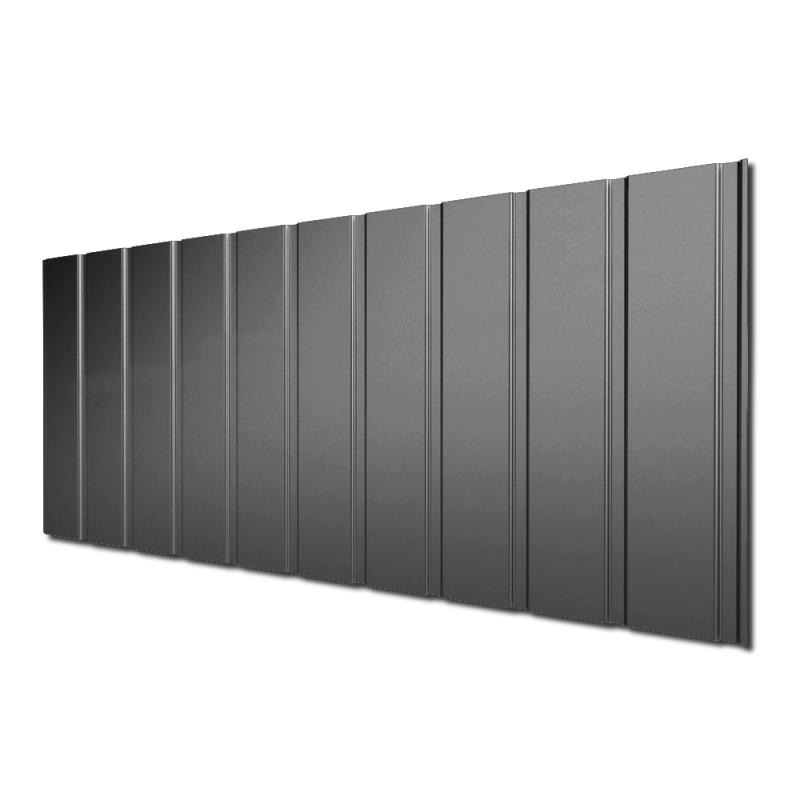 Früher war RAL9007 mal Silber-Metallic - wem auch immer das nicht passte - jetzt ist es jedenfalls Graualuminium. Und genau das ist auch die Farbe dieses Wandblechs T-7W.